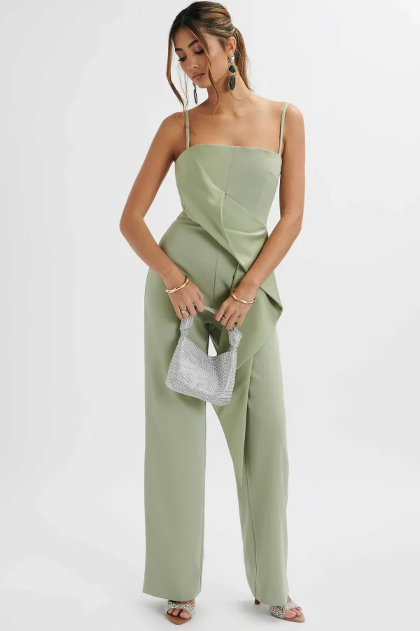 Lavish Alice Ada Waterfall Frill Jumpsuit In Sage Green Online