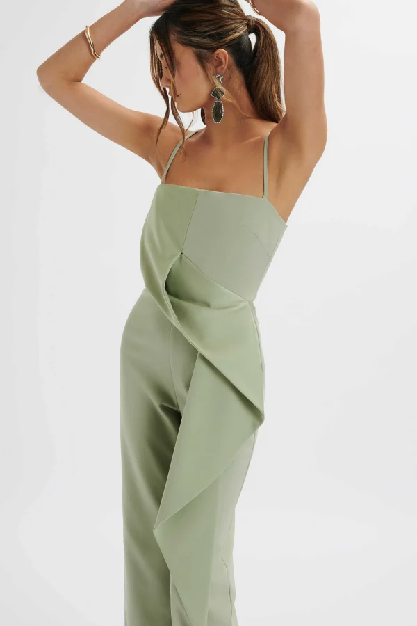 Lavish Alice Ada Waterfall Frill Jumpsuit In Sage Green Online