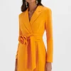 Lavish Alice Adya Rosette Belted Blazer Mini Dress In Orange Discount