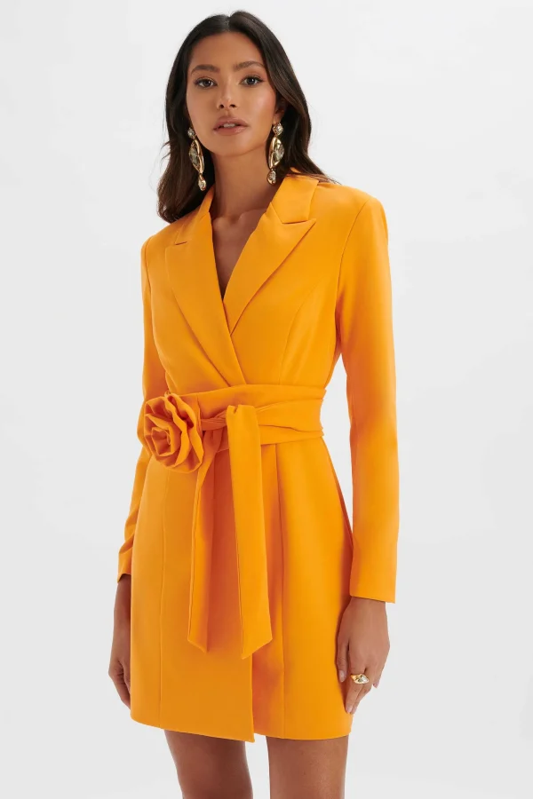 Lavish Alice Adya Rosette Belted Blazer Mini Dress In Orange Discount