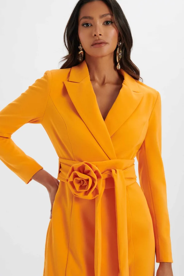 Lavish Alice Adya Rosette Belted Blazer Mini Dress In Orange Discount