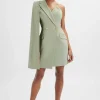 Lavish Alice Aire One Shoulder Cape Blazer Dress In Sage Green Cheap