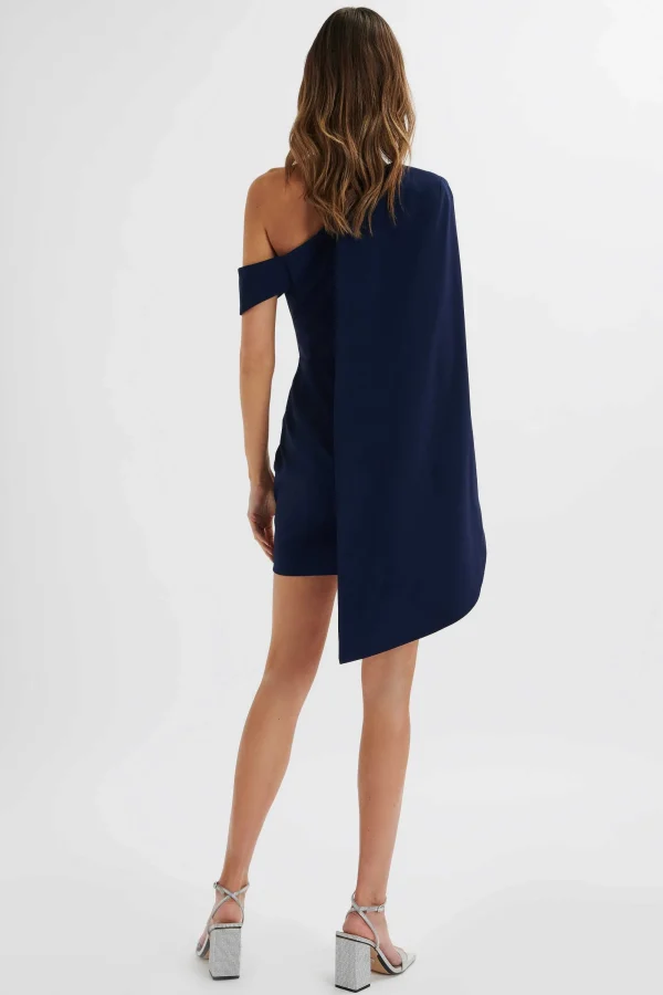 Lavish Alice Aiza Asymmetric Cape Mini Dress In Navy Fashion