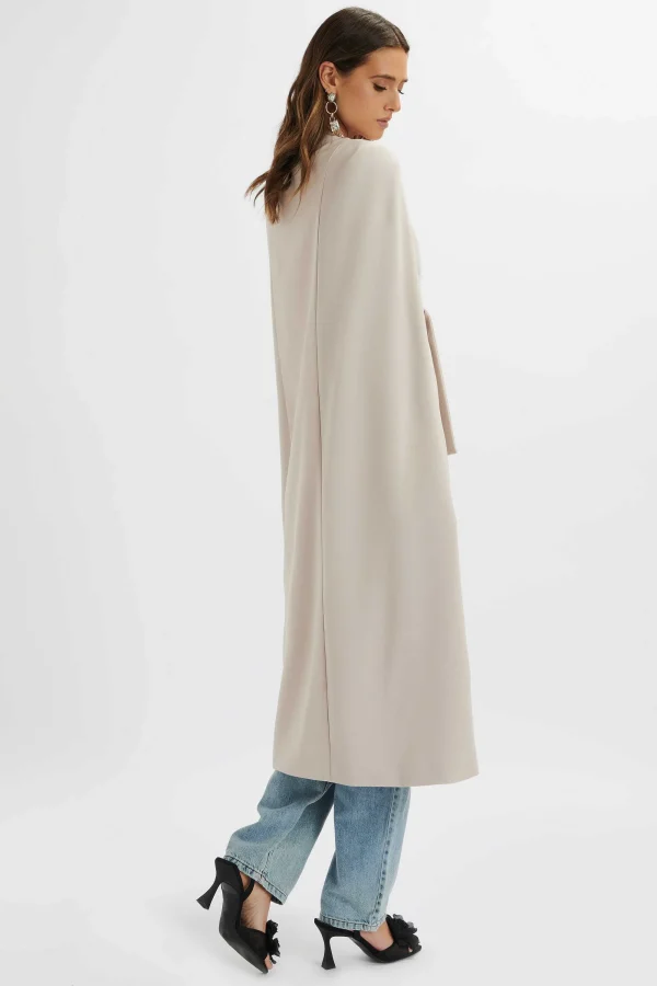 Lavish Alice Alexia Longline Belted Cape Blazer In Stone Cheap