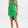 Lavish Alice Alice Off Shoulder Drape Wrap Midi Dress In Green Discount