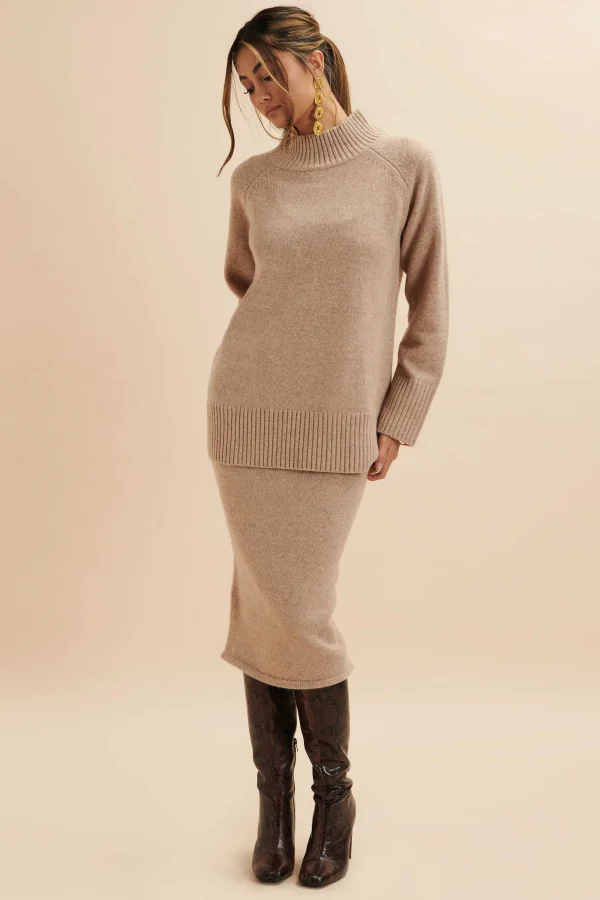 Lavish Alice Amari Knitted Cashmere Blend Jumper In Beige Clearance