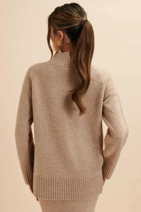 Lavish Alice Amari Knitted Cashmere Blend Jumper In Beige Clearance