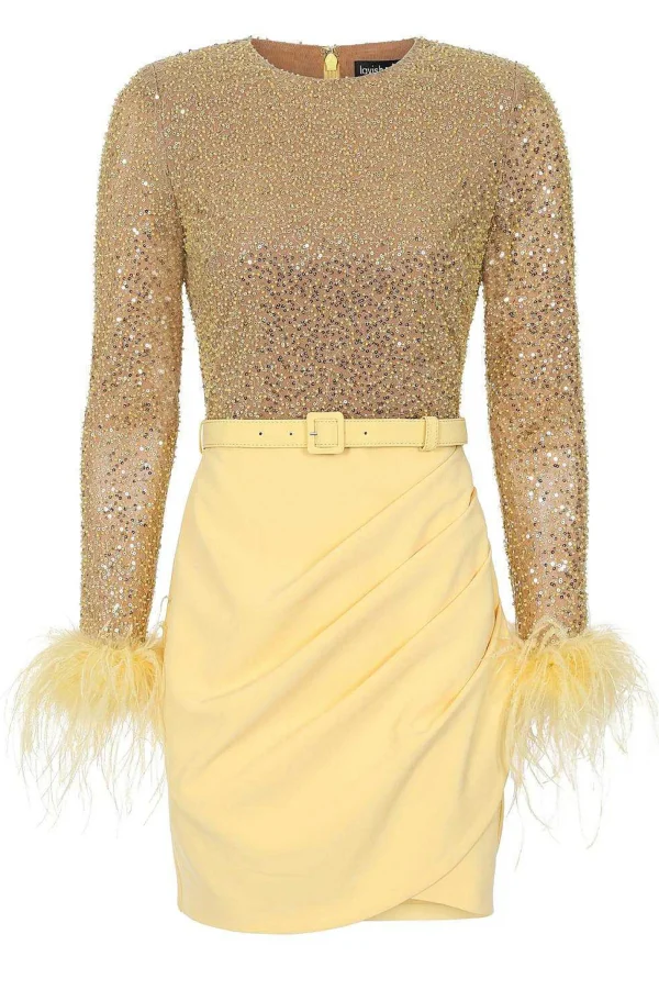 Lavish Alice Annie Beaded Sequin Mini Dress In Yellow Cheap