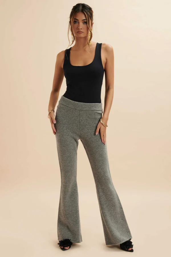 Lavish Alice Ayzel Knitted Cashmere Blend Fit & Flare Trousers In Grey Flash Sale