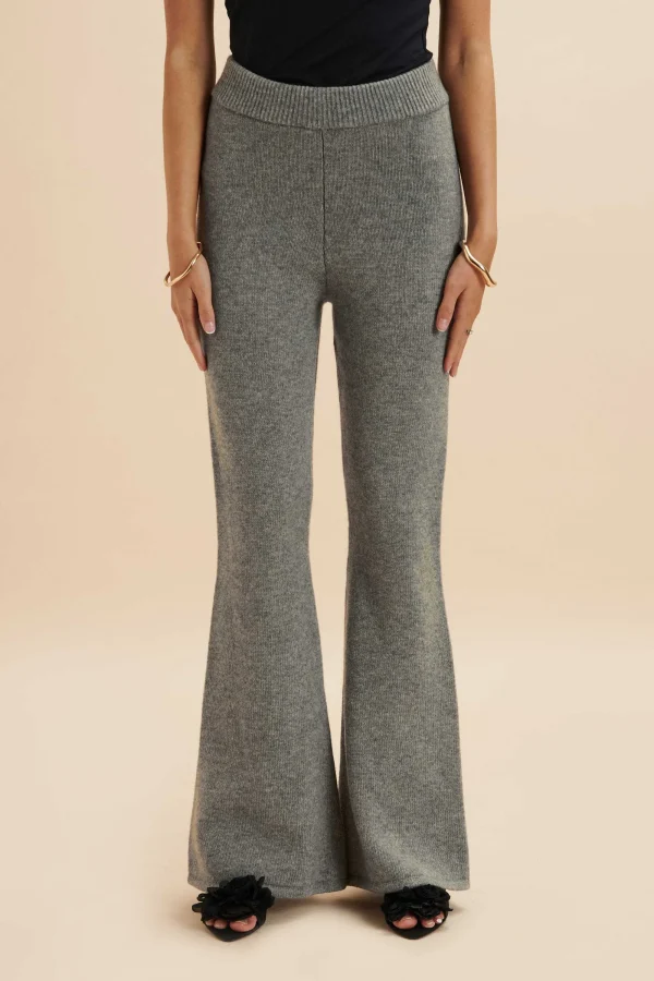 Lavish Alice Ayzel Knitted Cashmere Blend Fit & Flare Trousers In Grey Flash Sale