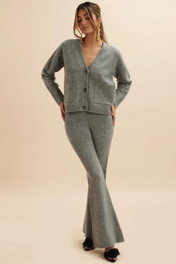 Lavish Alice Ayzel Knitted Cashmere Blend Fit & Flare Trousers In Grey Flash Sale