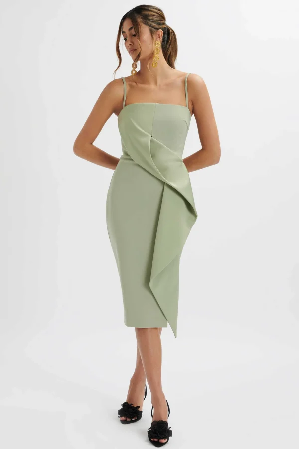 Lavish Alice Bonnie Waterfall Frill Midi Dress In Sage Green Shop