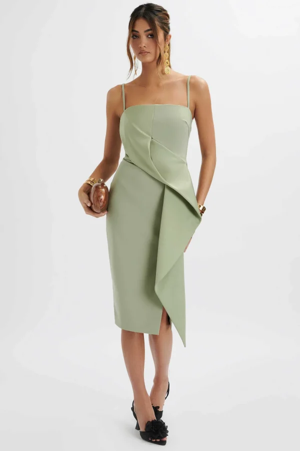 Lavish Alice Bonnie Waterfall Frill Midi Dress In Sage Green Shop