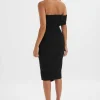 Lavish Alice Brie Bardot Knot Twisted One Shoulder Midi Dress In Black New