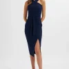 Lavish Alice Brielle Obi Belted Halterneck Midi Dress In Navy New