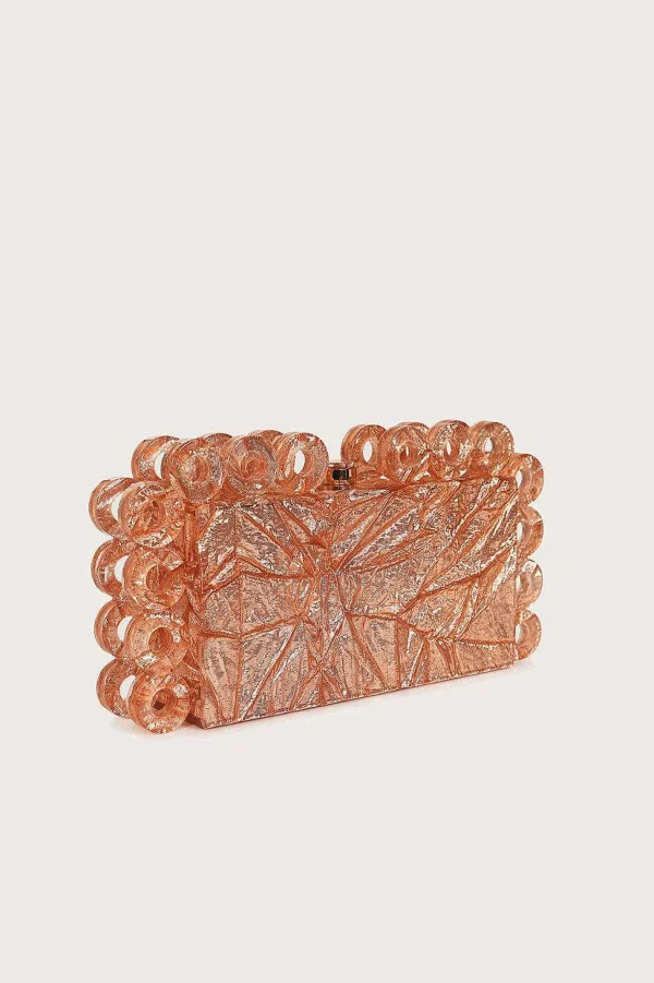 Lavish Alice Celeste Circular Textured Box Clutch Bag In Rose Gold Sale