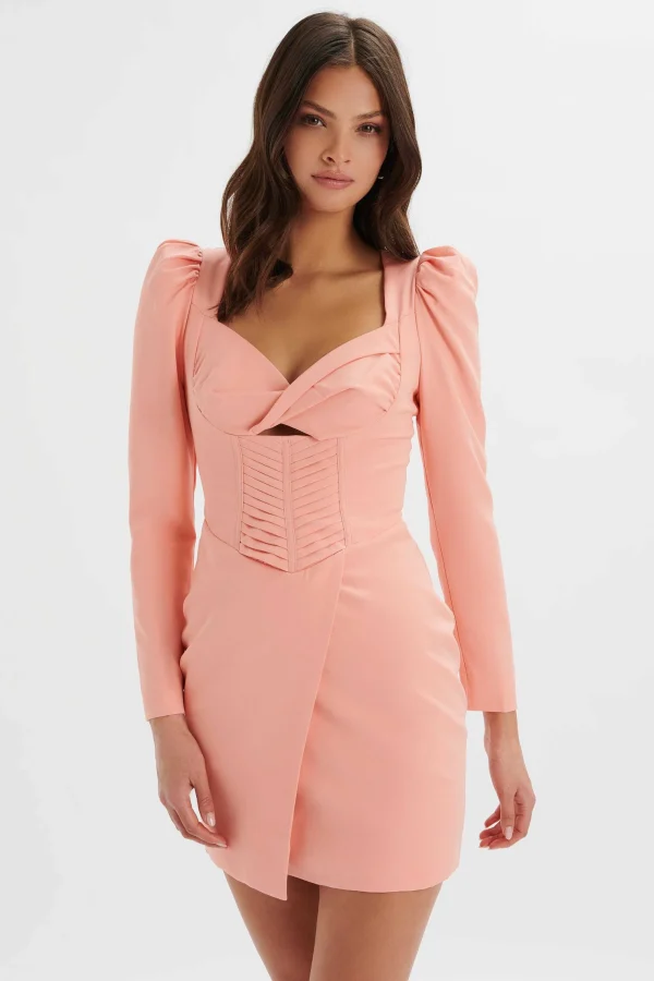 Lavish Alice Charlie Twist Front Pleated Mini Dress In Peach Cheap