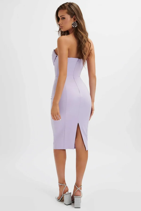 Lavish Alice Ella Pleated Cowl Bandeau Midi Dress In Lilac Best Sale