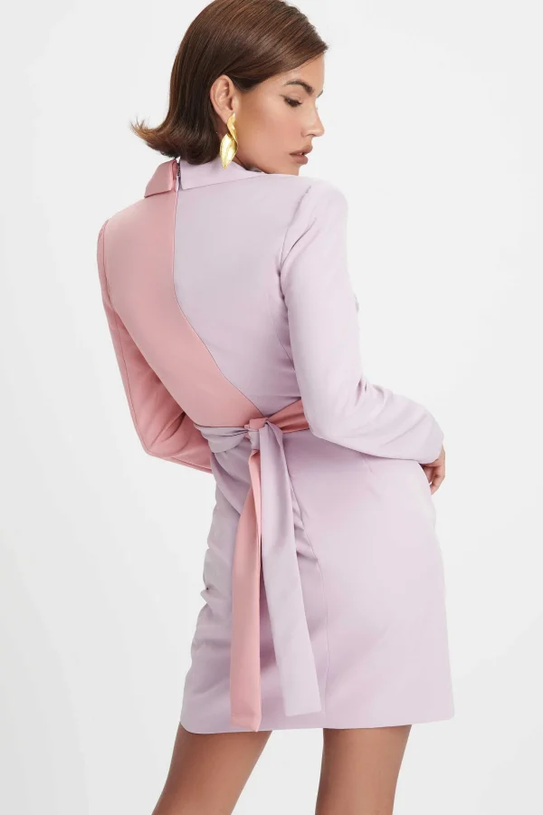 Lavish Alice Ellie Colour Block Blazer Wrap Mini Dress In Lilac & Pink Shop