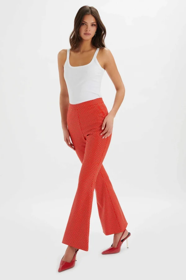 Lavish Alice Ellisa Crystal Embellished Fit And Flare Trousers In Red New