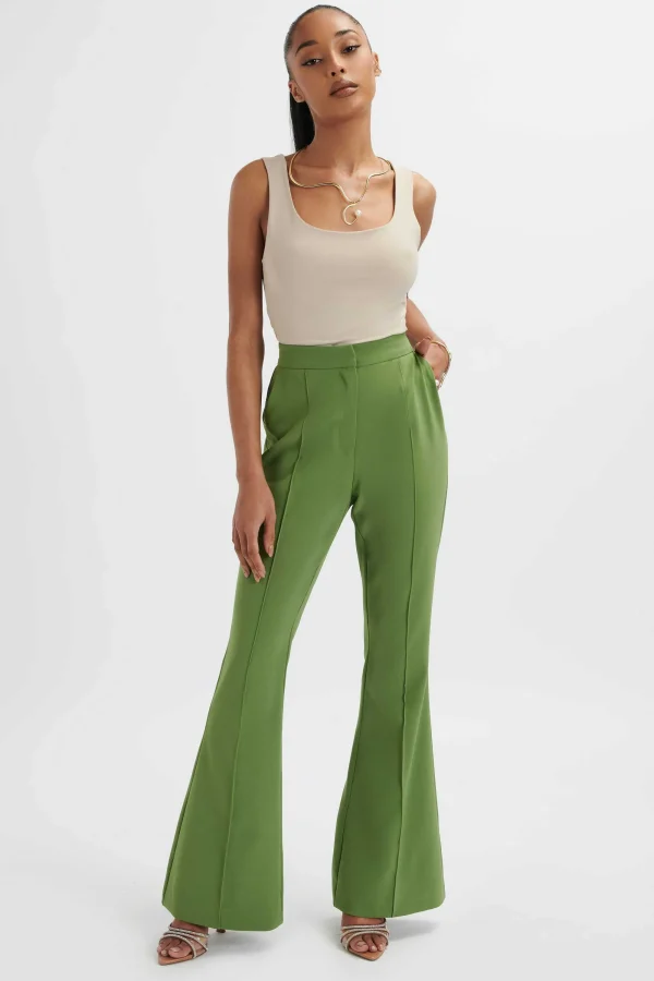 Lavish Alice Emelie Fit & Flare Tailored Trouser In Green Flash Sale