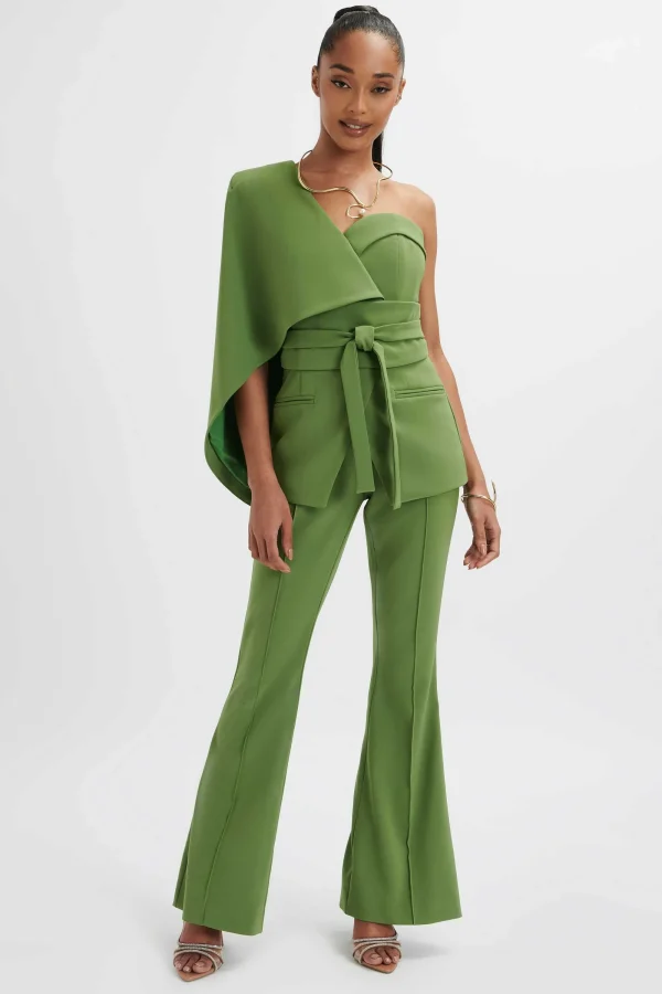 Lavish Alice Emelie Fit & Flare Tailored Trouser In Green Flash Sale