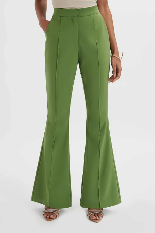 Lavish Alice Emelie Fit & Flare Tailored Trouser In Green Flash Sale