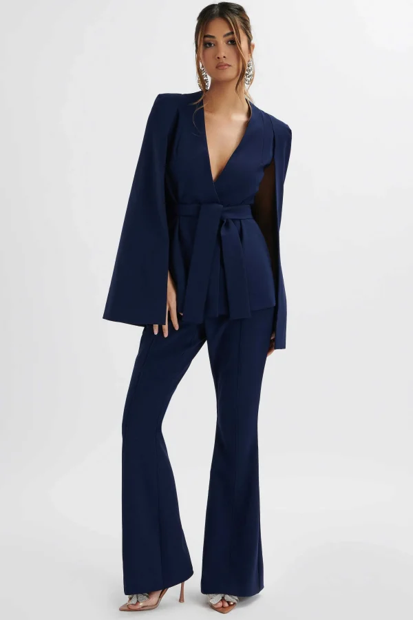 Lavish Alice Emelie Fit & Flare Trousers In Navy Fashion