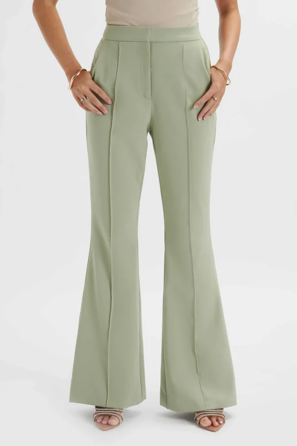 Lavish Alice Emelie Fit & Flare Trousers In Sage Green Cheap