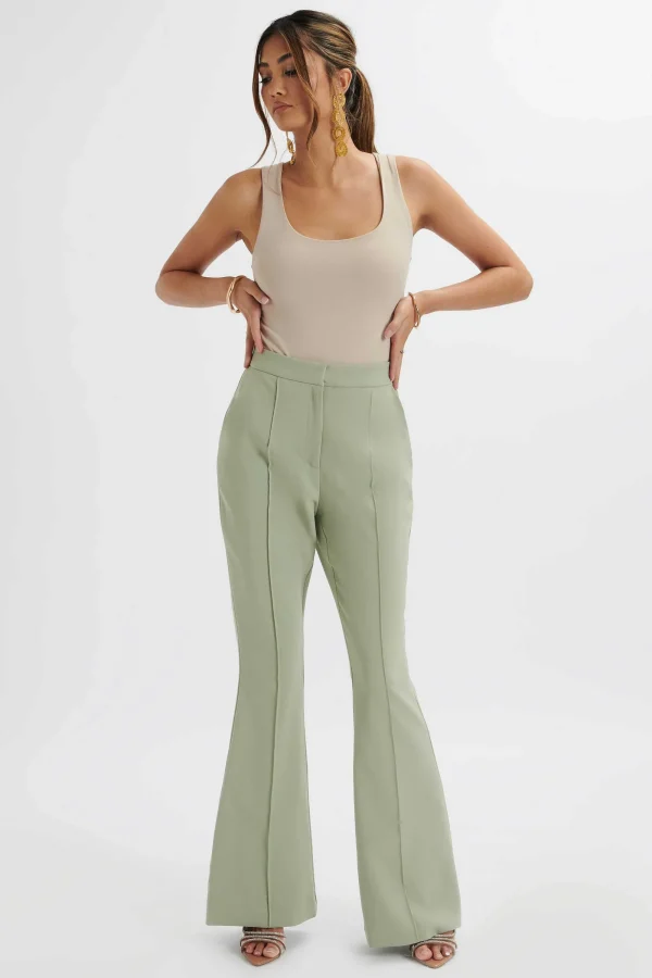 Lavish Alice Emelie Fit & Flare Trousers In Sage Green Cheap