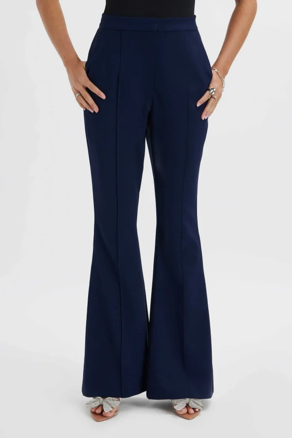 Lavish Alice Emelie Fit & Flare Trousers In Navy Fashion