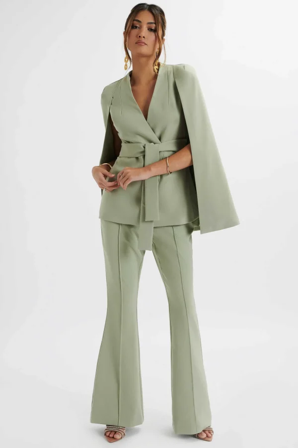 Lavish Alice Emelie Fit & Flare Trousers In Sage Green Cheap