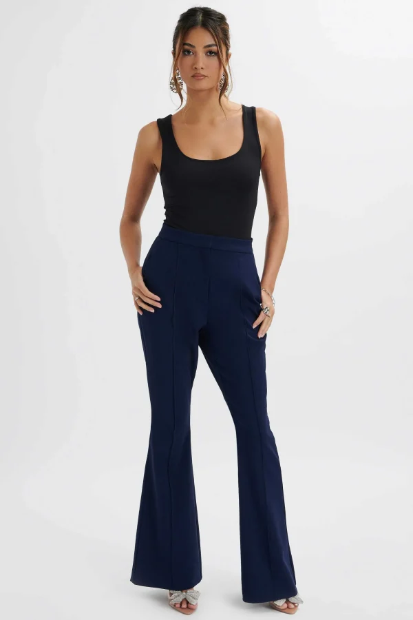 Lavish Alice Emelie Fit & Flare Trousers In Navy Fashion