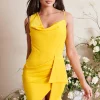 Lavish Alice Emma Cowl Neck Midi Wrap Dress In Yellow Online