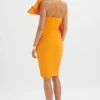 Lavish Alice Esther Bow Detail Wrap Skirt Midi Dress In Orange Discount