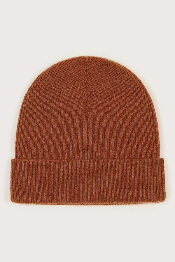 Lavish Alice Ezra Knitted Cashmere Blend Beanie In Camel Cheap