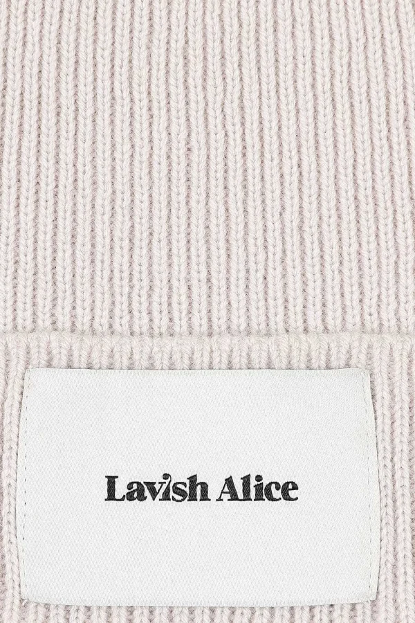 Lavish Alice Ezra Knitted Cashmere Blend Beanie In Sand Sale