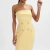 Lavish Alice Fluer Bandeau Tailored Midi Dress In Pastel Yellow Flash Sale