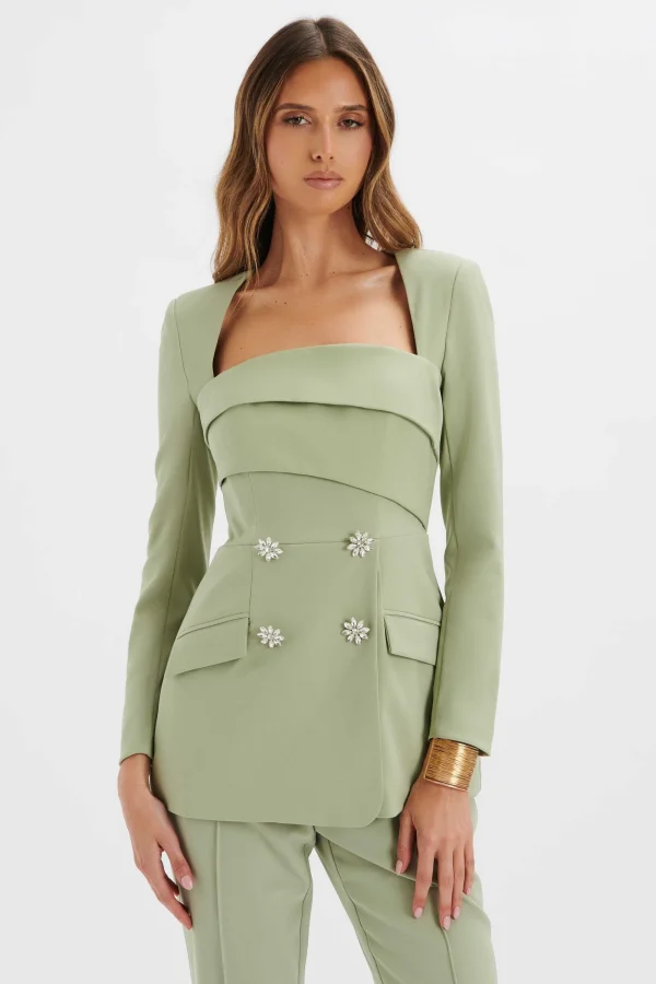 Lavish Alice Freja Tailored Bandeau Blazer In Sage Green Best