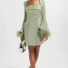 Lavish Alice Iona Fluted Feather Sleeve Blazer Dress In Sage Green Sale