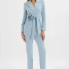 Lavish Alice Jasmin Obi Belt Blazer With Flower Detail In Cornflower Blue Outlet