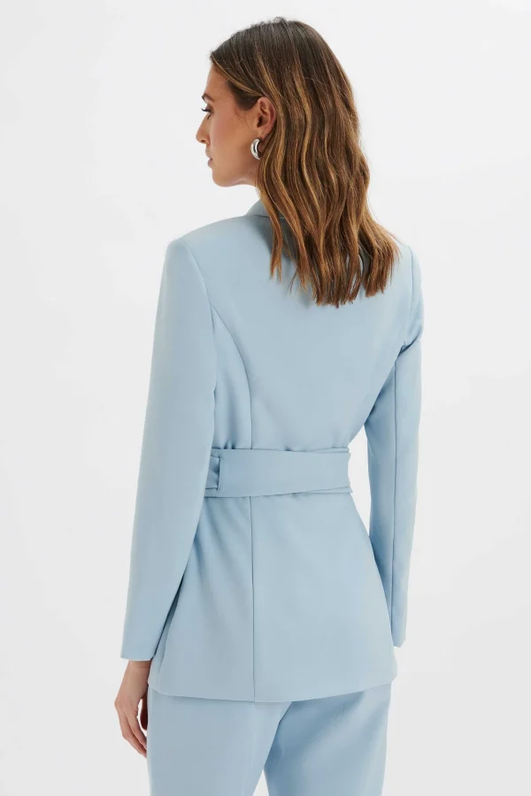 Lavish Alice Jasmin Obi Belt Blazer With Flower Detail In Cornflower Blue Outlet