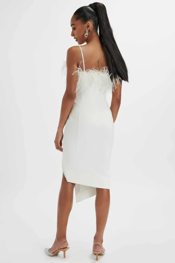 Lavish Alice Jessica Feather Bandeau Pleated Midi Dress In White Fashion