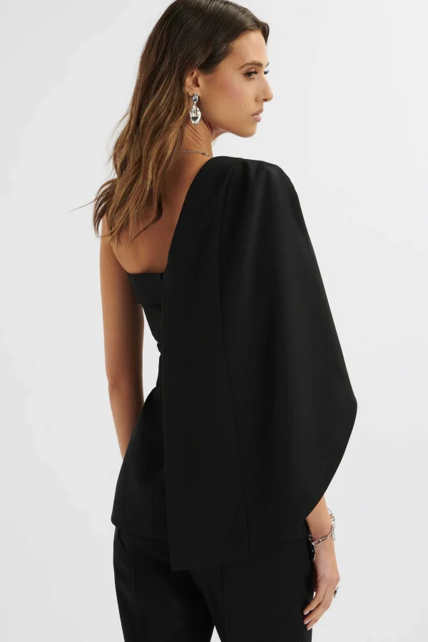 Lavish Alice Juno Obi Belted Asymmetric Cape Blazer In Black Cheap