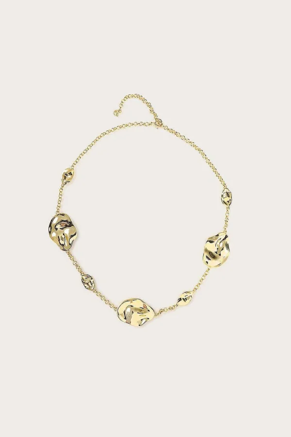 Lavish Alice Karia Hammered Effect Oval Charm Gold Necklace Shop