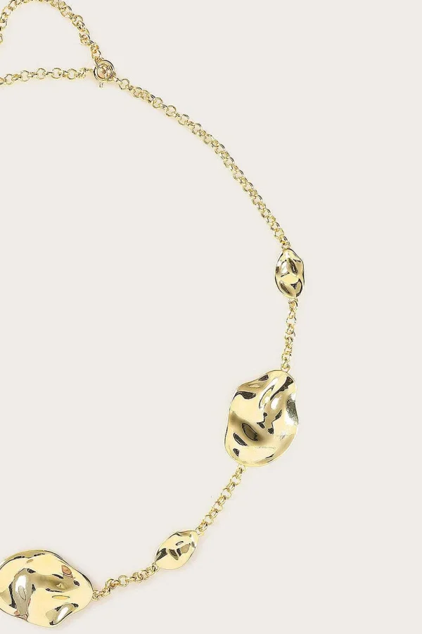 Lavish Alice Karia Hammered Effect Oval Charm Gold Necklace Shop