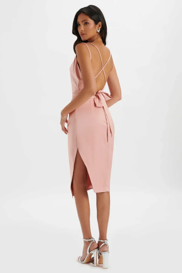 Lavish Alice Katrina Strappy Cowl Neck Satin Midi Dress In Pink Best