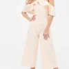 Lavish Alice Kennedy Bardot Frill Halterneck Culotte Leg Jumpsuit In Nude Clearance