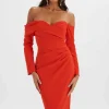 Lavish Alice Kiara Sweetheart Neckline Bardot Midi Dress In Red Best