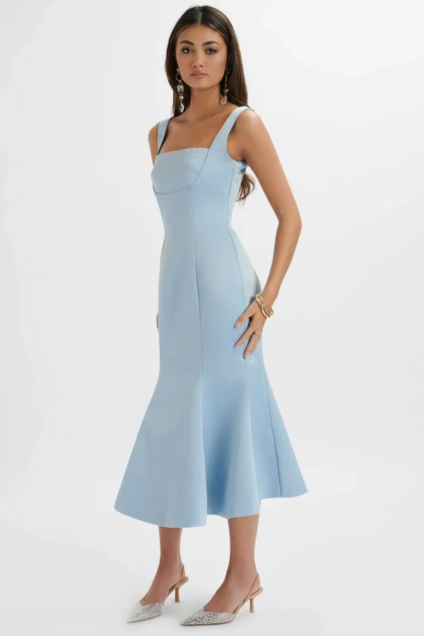 Lavish Alice Lainey Structured Satin Midi Slip Dress In Cornflower Blue Cheap